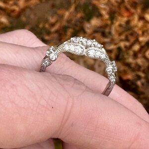 Sterling silver vintage style band with CZ stones